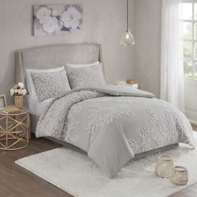 3 Piece Tufted Cotton Chenille Floral Comforter Set