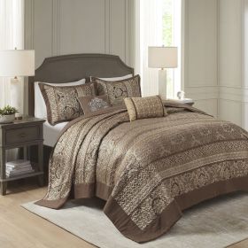 5 Piece Reversible Jacquard Bedspread Set