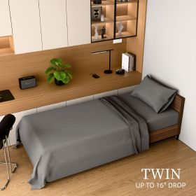 Bedding Twin Bed Sheets Set - 3 Piece Bedding - Brushed Microfiber - Shrinkage and Fade Resistant - Easy Care (Twin, Grey)
