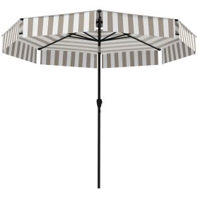8.6FT Patio Umbrella,  Outdoor Market Umbrella, 2-Tier Vented Patio Table Umbrella With Crank 8 Ribs, Tiltable Porch Umbrella For Garden Deck Poo (Option: Light Gray)