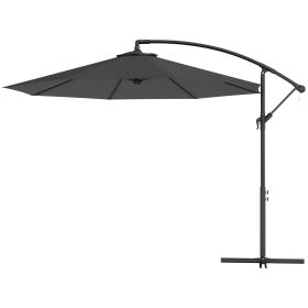 10 Cantilever Tilt Offset Patio Umbrella W UV & Water Safe Material & Cross Base Weight Not Included, Gray (Option: Gray)