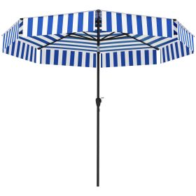 8.6FT Patio Umbrella, Outdoor Market Umbrella, 2-Tier Vented Patio Table Umbrella With Crank 8 Ribs, Tiltable Porch Umbrella For Garden Deck Pool (Color: navy blue)