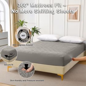 Diamond Grid Ultrasonic Waterproof Mattress Protector (Color: Gray)