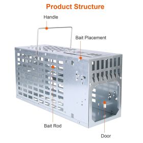 1Pc One Door Humane Live Mouse Trap Reusable Metal Rat Rodent Cage Catch Release Continuous Capture Indoor Outdoor Pet Children Safe (Option: Silver-1Door)